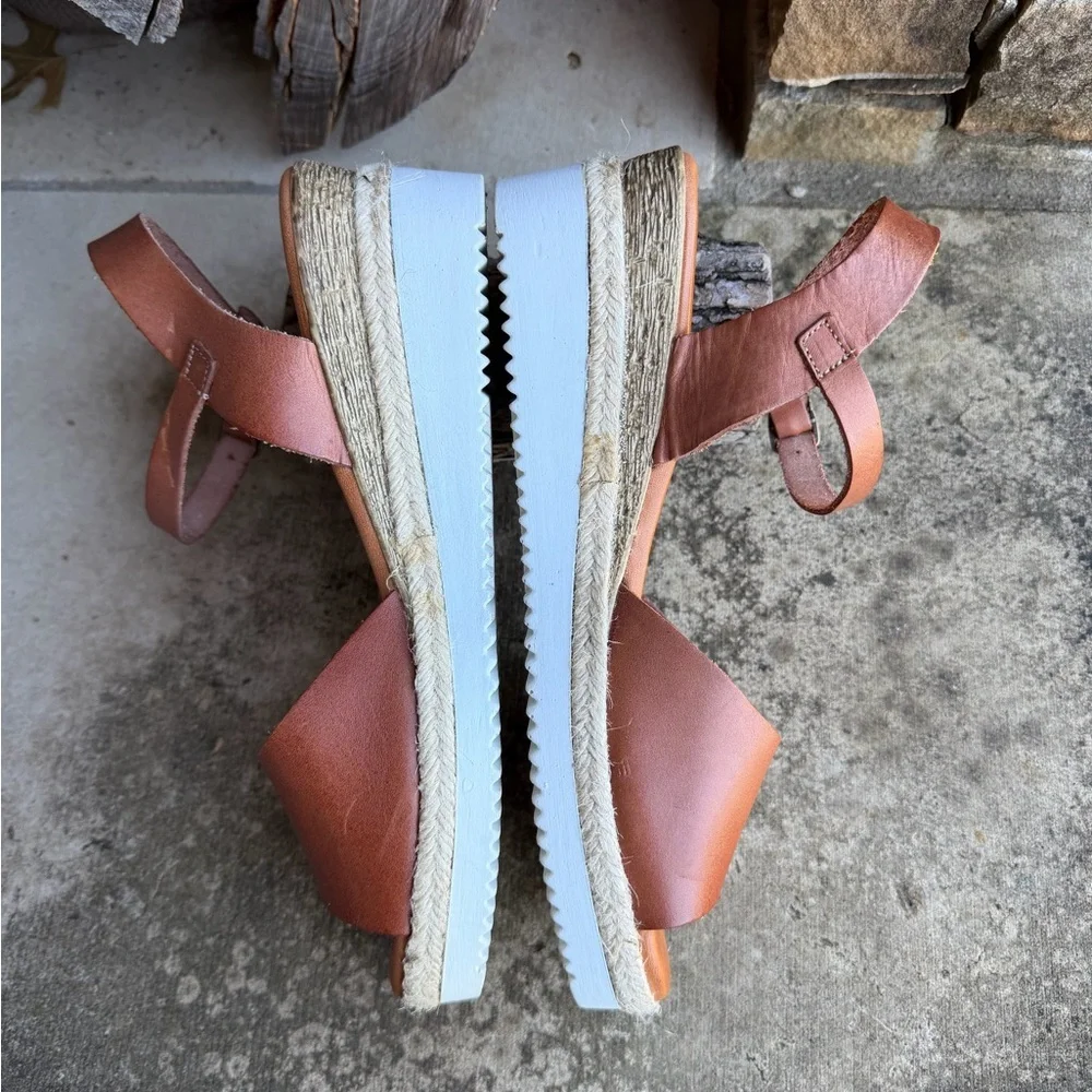 Bertuchi Women's Brown Leather Espadrille Wedge Sandals Ankle Strap Sz-40(9.5) P